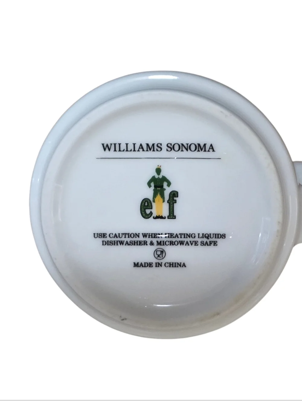 Williams Sonoma Elf Themed Christmas Coffee Mug EUC OS